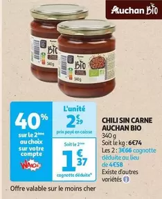BIC - Chili Sin Carne Bio offre à 2,29€ sur Auchan Hypermarché
