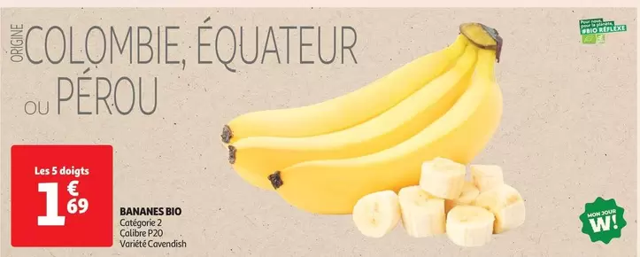 Bananes Bio offre à 1,69€ sur Auchan Hypermarché