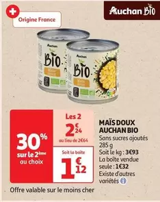 Auchan - Maïs Doux Bio offre à 1,32€ sur Auchan Hypermarché