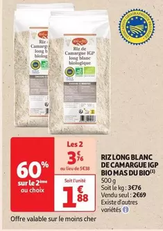 Mas Du Bio - Riz Long Blanc De Camargue Igp offre à 2,69€ sur Auchan Hypermarché