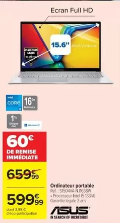 Asus - Ordinateur Portable offre à 599,99€ sur Cora