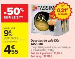 Tassimo - Dosettes De Café L'or offre à 9,2€ sur Cora