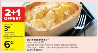 Gratin Dauphinois offre à 3€ sur Cora