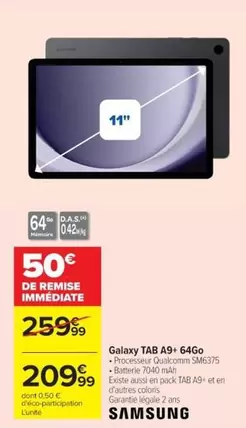 Samsung - Galaxy TAB A9+ 64GO offre à 209,99€ sur Cora