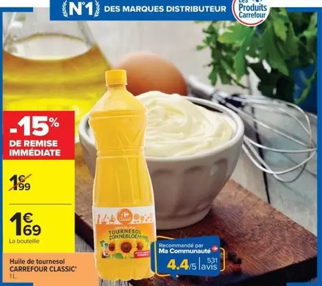 Carrefour - Huile De Tournesol Classic offre à 1,69€ sur Cora