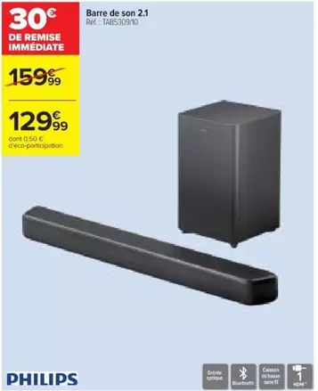 Philips - Barre De Son 2.1 offre à 129,99€ sur Cora