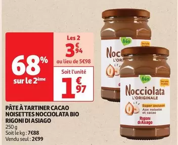 Rigoni Di Asiago - Pâte À Tartiner Cacao Noisettes Nocciolata Bio offre à 2,99€ sur Auchan Supermarché