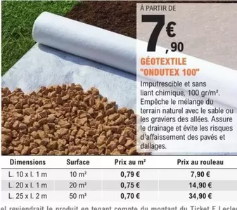 Géotextile Ondutex 100 offre à 7,9€ sur E.Leclerc Jardi