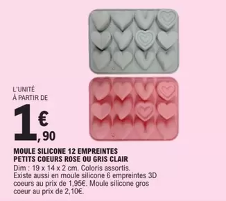 Moule Silicone 12 Empreintes Petits Coeurs Rose Ou Gris Clair offre à 1,9€ sur E.Leclerc