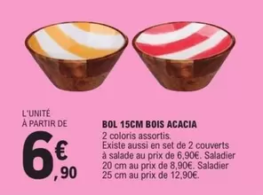 Bol 15cm Bois Acacia offre à 6,9€ sur E.Leclerc