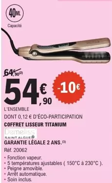 Demeliss - Coffret Lisseur Titanium Garanti Legale 2 Ans offre à 54,9€ sur E.Leclerc