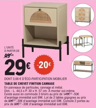 Dim - Table De Chevet Finition Cannage offre à 29€ sur E.Leclerc