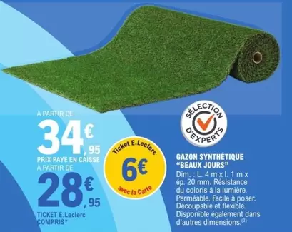 Dim - Gazon Sytthétique "beaux Jours" offre à 34,95€ sur E.Leclerc
