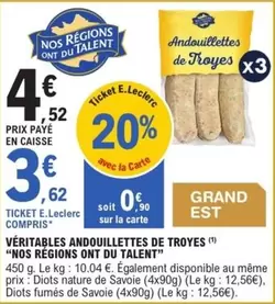 E.Leclerc - Véritables Andouillettes De Troyes offre à 4,52€ sur E.Leclerc