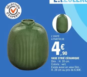 Vase Strie Céramique offre à 4,9€ sur E.Leclerc