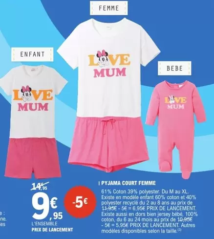 Bien - Pyjama Court Femme offre à 9,95€ sur E.Leclerc