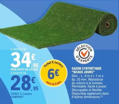Beaux Jours - Gazon Synthétique offre à 34,95€ sur E.Leclerc