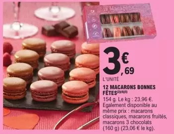 12 Macarons Bonnes Fêtes offre à 3,69€ sur E.Leclerc