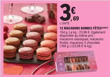 12 Macarons Bonnes Fêtes offre à 3,69€ sur E.Leclerc Express