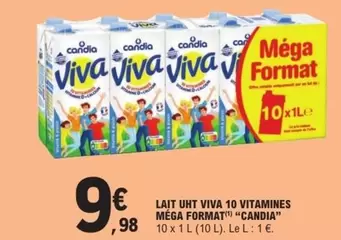 Candia - Lait UHT Viva 10 Vitamines Mega Format offre à 9,98€ sur E.Leclerc Express