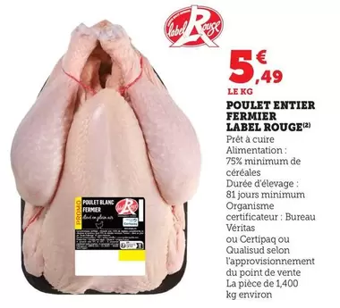 Poulet Entier Fermier offre à 5,49€ sur Maximarché
