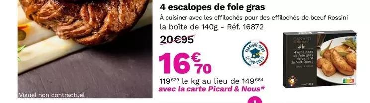 Picard - 4 Escalopes De Foie Gras offre à 16,7€ sur Picard