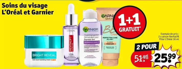 Garnier - Soins Du Visage L'Oréal Et offre à 25,99€ sur Kruidvat