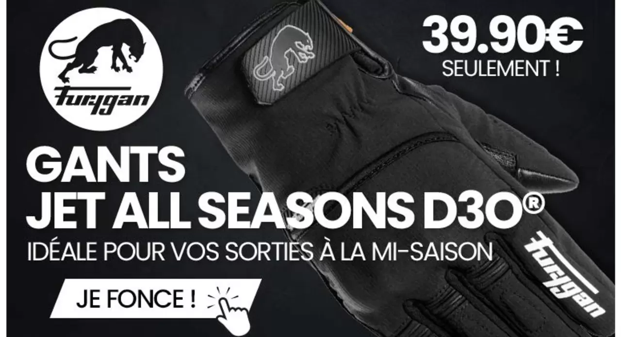 Furygan - Gants Jet All Seasons D30 offre à 39,9€ sur Moto-Axxe