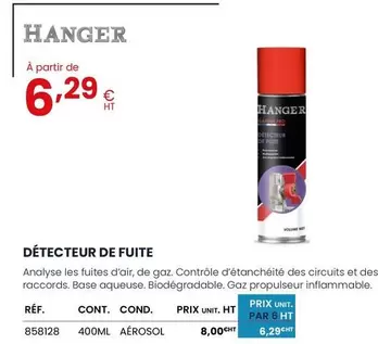 Hanger - Détecteur De Fuite offre à 6,29€ sur Au Forum du Bâtiment