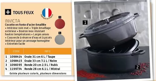 Invicta - Cocotte En Fonte D'acier Émaillée offre sur Eureka Ma Maison