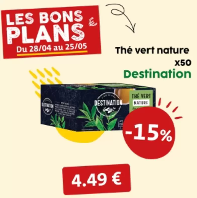 Destination - Thé Vert Nature  offre à 4,49€ sur So.bio