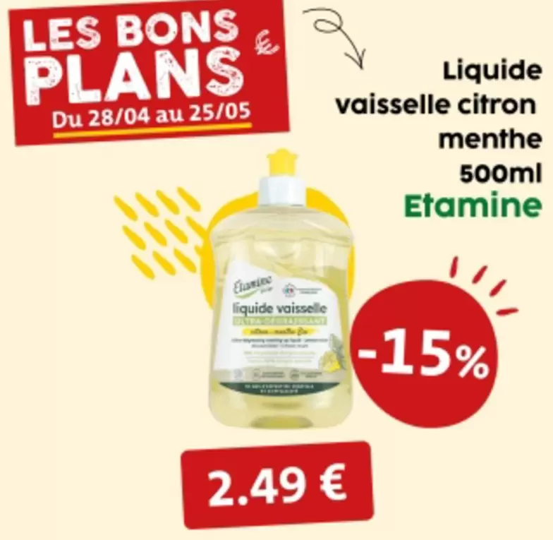 Liquide Vaisselle Citron Menthe offre à 2,49€ sur So.bio