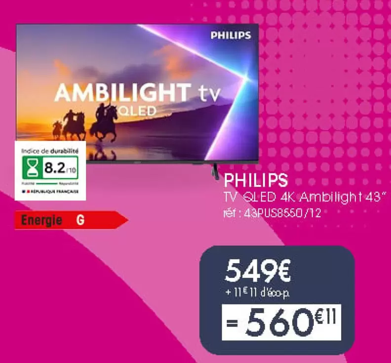 Philips - Tv Qled 4k offre à 549€ sur PRO&Cie