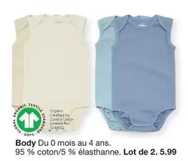 Body Duo 0 Mois Au 4 Ans. 95 % Coton/5 % Elasthanne offre à 5,99€ sur Zeeman