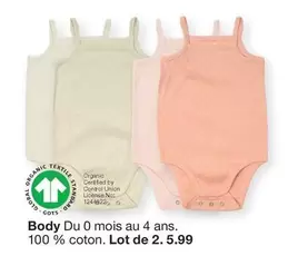 Body Duo Mois Au 4 Ans. 100% Coton. Lot De 2. 5.99 offre à 5,99€ sur Zeeman
