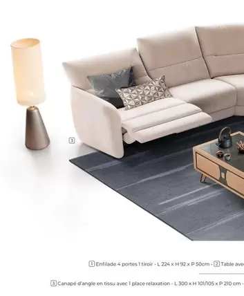 Canapé D'Angle En Tissu Avec 1 Place Relaxation  offre sur L'Ameublier