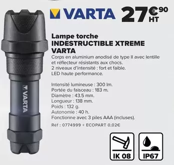 Varta - Lampe Torche Indestructible Xtreme offre à 27,9€ sur Champion Direct