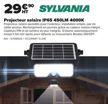 Sylvania - Projecteur Solaire IP65 450LM 4000K  offre à 29,9€ sur Champion Direct