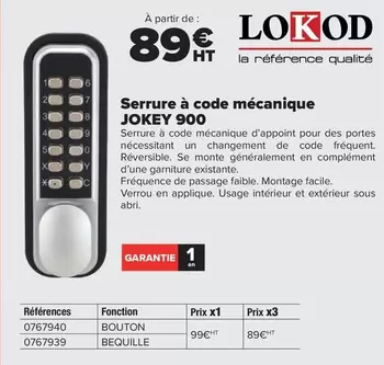 Facile - Serrure À Code Mécanique offre à 89€ sur Champion Direct