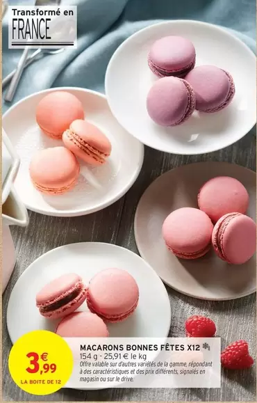 Macarons Bonnes Fêtes X12 offre à 3,99€ sur Intermarché Hyper