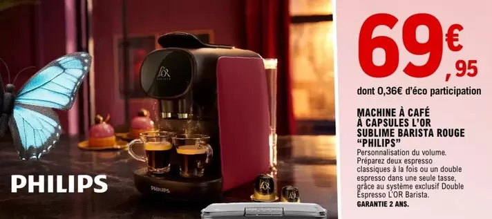 Philips - Machine À Café A Capsule l'Or Sublime Barista Rouge offre à 69,95€ sur E.Leclerc