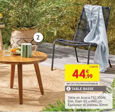 Dim - Table En Acacia FSC offre à 44,99€ sur Intermarché