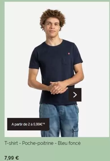 T-Shirt-Poche-Poitrine-Bleu Foncé offre à 7,99€ sur Takko