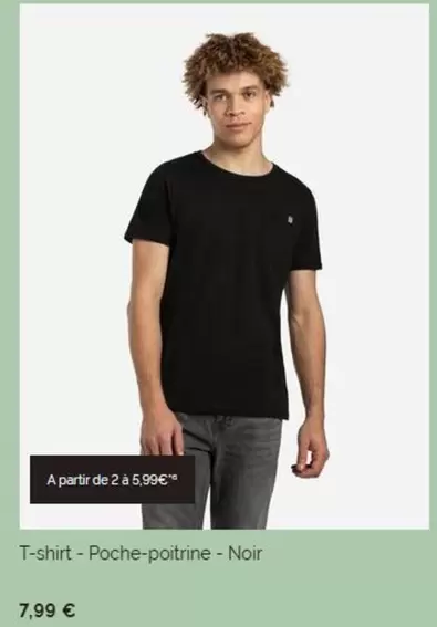 T-Shirt-Poche-Poitrine-Noir offre à 7,99€ sur Takko