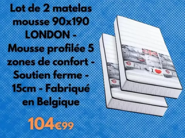 London - Lot De 2 Matelas Mousse  offre à 104,99€ sur Cdiscount