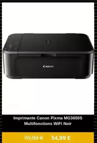 Canon - Imprimante Pixma MG3650S Multifonctions WiFi Noir offre à 54,99€ sur Fnac