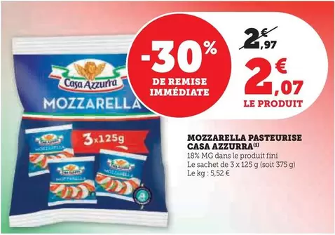 Casa Azzurra - Mozzarella Pasteurise offre à 2,07€ sur U Express