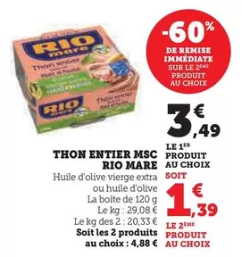 Rio Mare - Thon Entier MSC offre à 3,49€ sur U Express