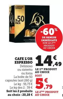 L'Or - Cafe Espresso offre à 14,49€ sur U Express
