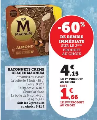 Magnum - Batonnets Creme Glacee offre à 4,15€ sur U Express